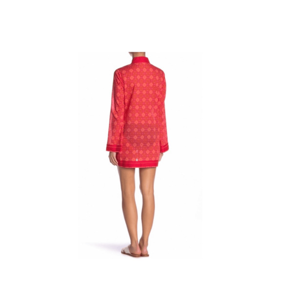 NWOT Tori Burch Honeysuckle Cotton Resortwear Printed Red Pink Tunic - Picture 3 of 7